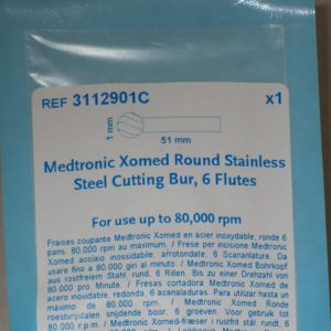 Medtronic Xomed Round Stainless Steel Cutting Bur 6 flutes