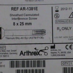 Arthrex AR-1381E Tornillo de Interferencia Cannulated Sheathed