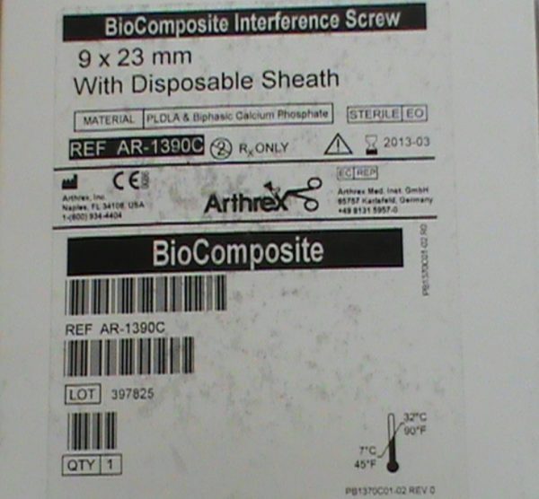Arthrex AR-1390C BioComposite Interference Screw