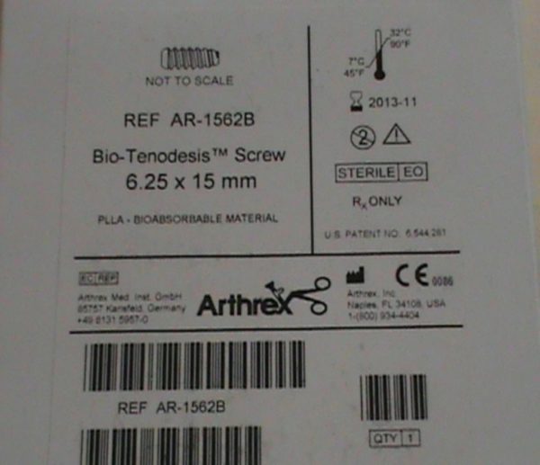 Arthrex AR-1562B Vis Bio-Tenodesis