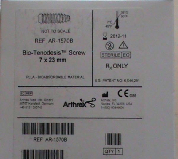 AR-1570B Arthrex Bio-Tenodesis Screw 7 x 23mm