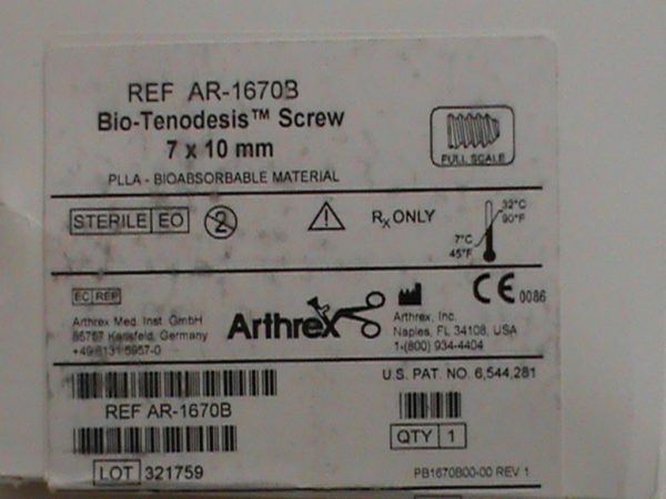 Arthrex AR-1670B Bio-Tenodesis Screw