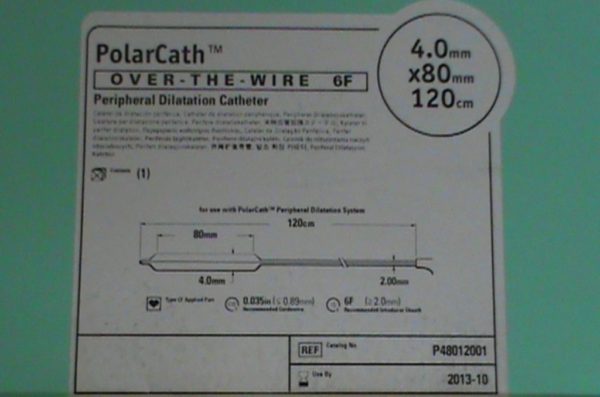 Boston Scientific PolarCath Oor-die draad 6F Perifere Vergroting Kateter 4.0mm x 80mm, 120 cm totale lengte