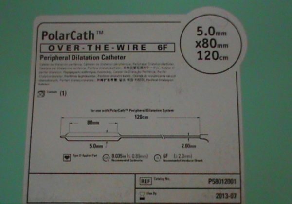 Boston Scientific PolarCath Oor-die draad 6F Perifere Vergroting Kateter 5.0mm x 80mm, 120 cm totale lengte