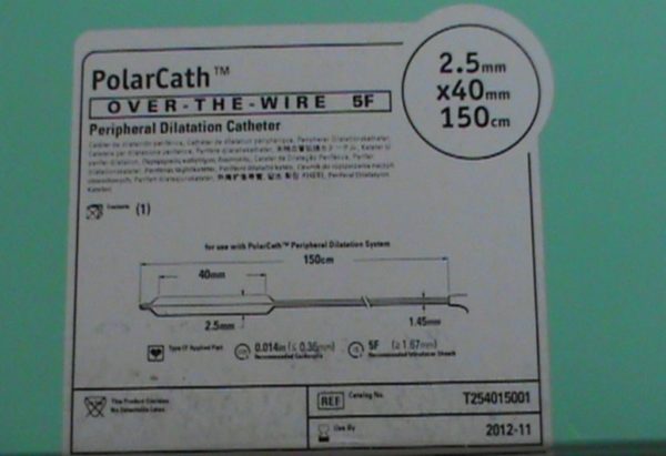 Boston Scientific PolarCath Oor-die draad 5F Perifere Vergroting Kateter 2.5mm x 40mm, 150 cm totale lengte