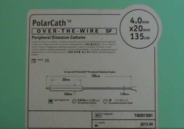 Boston Scientific PolarCath Oor-die draad 5F Perifere Vergroting Kateter 4.0mm x 20mm, 135 cm totale lengte
