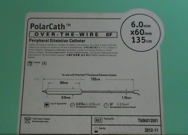 Boston Scientific PolarCath Oor-die draad 6F Perifere Vergroting Kateter 6.0mm x 60mm, 135 cm totale lengte