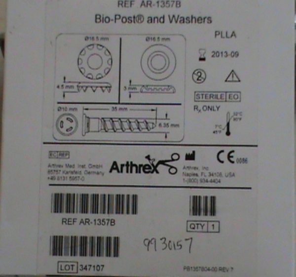 Arthrex AR-1357B Bio-Post w Washers