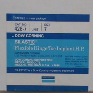 Dow Corning Silastic Implant HP Taille 7 Grande Toe Toe Implant