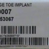 Wright Medical Flexible Hinge w/ Grommets Size 7 Swanson Small Joint Orthopaedic Toe Implant