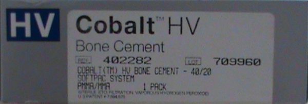 Ciment Biomet Cobalt HV 40 / 20 SoftPac Bone System, 40 grammes de poudre, 20 ml liquide