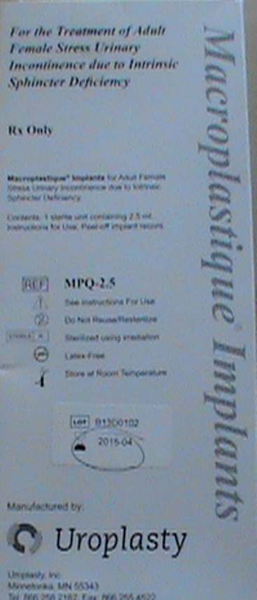 Macroplastique-Uroplasty Implant 2.5 ml