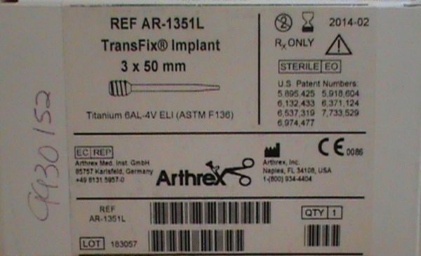 Arthrex Transfix Implant 3 x 50 mm