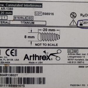Arthrex AR-1380 Interferenza cannulata