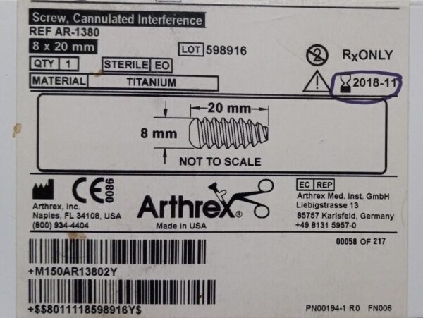Arthrex AR-1380 Cannulated Interference