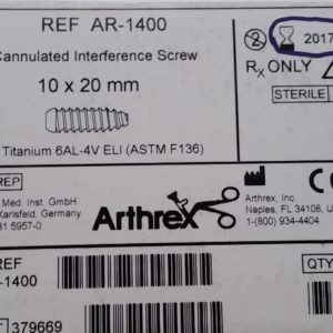 Arthrex AR-1400 Vis d'interférence canulée