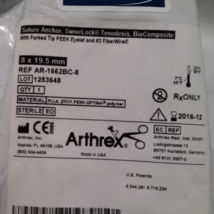 Arthrex AR-1662BC-8 BioComposite SwiveLock縫合錨