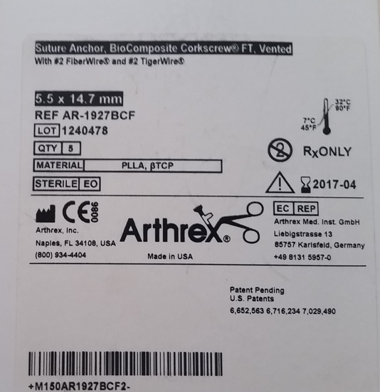 Arthrex AR-1927BCF Anclaje de sutura BioComposite