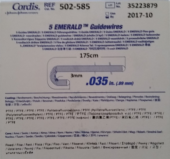 Cordis 502-585 Emerald Guide Wires