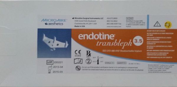 Endotine Transbleph bioabsorbible dispositivo de fijación de la frente