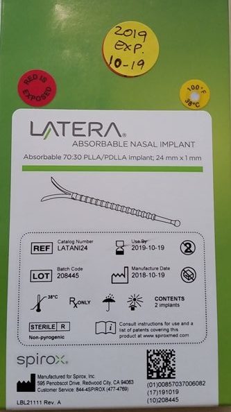 Latera Latani24 Absorbable Nasal Implant
