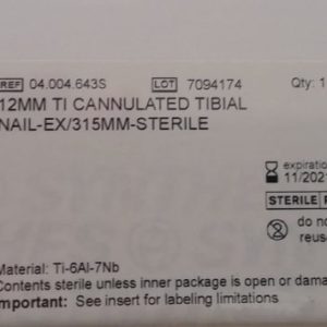 04.004.643S | Synthes 12MM TI Tibial Nail