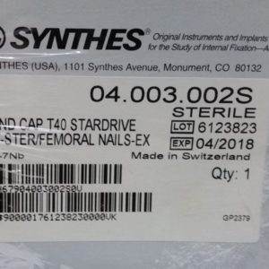 04.003.002S: Synthes 12 MM TI End Cap