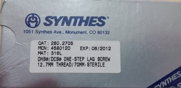 Synthes DHS-DCS One Step Lag Vis 12.7mm filetage x 70mm