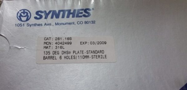 Synthes 135 Deg DHS Plate 6 Holes