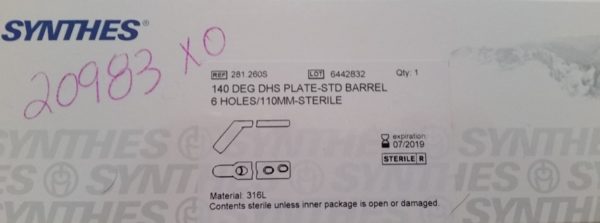 Synthes 140 Deg DHS Plate