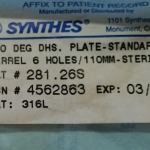 Synthes 140 Deg DHS orificios de la placa 6