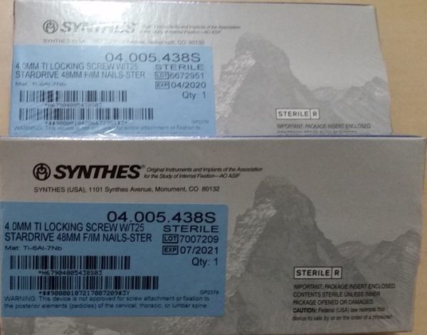 Synthes 4MM TI Locking Screw 48MM