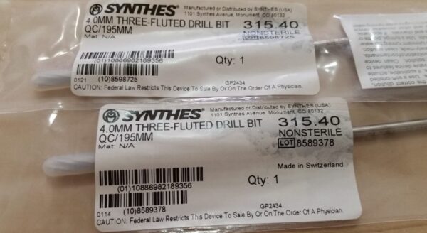 315.40: Synthes 4MM Three Fluted Drill Bit